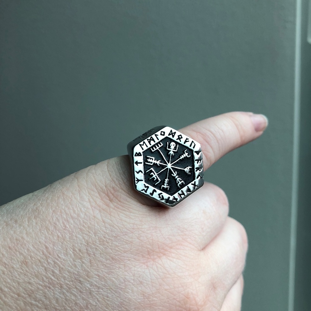 Viking Compass Vegvisir Chunky Stainless Steel Ring